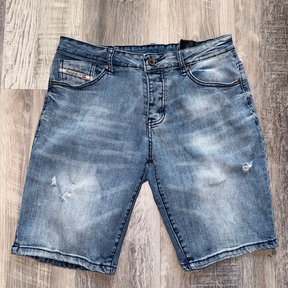 Diesel Distressed Denim Shorts Mens 32 Blue Buster Slim Tapered Wash 0835E